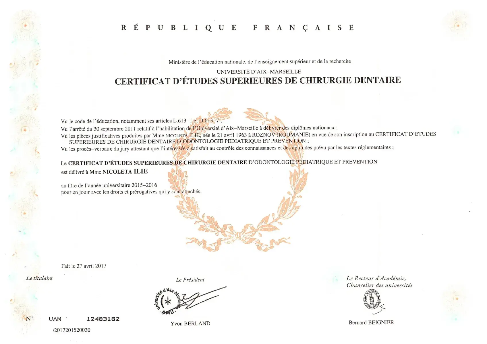 Certificat de formare profesională, Franța