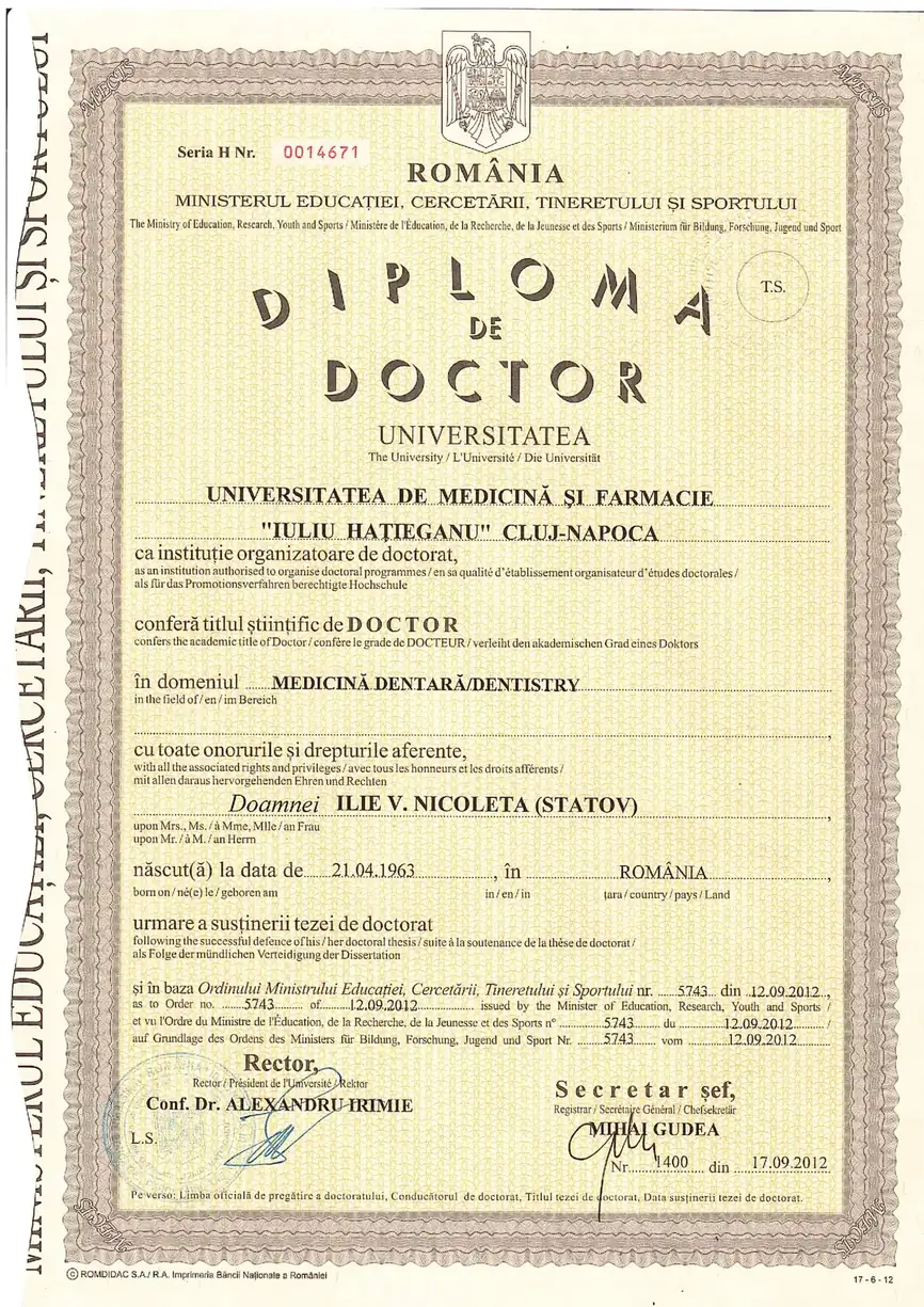 Diploma de Doctor în Științe Medicale